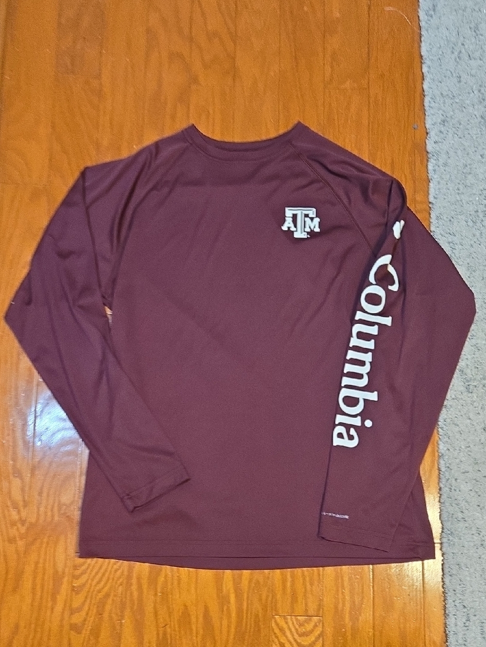 Columbia Maroon Long Sleeve PFG Shirt with A&M Logo Size Medium Omni-Shade
